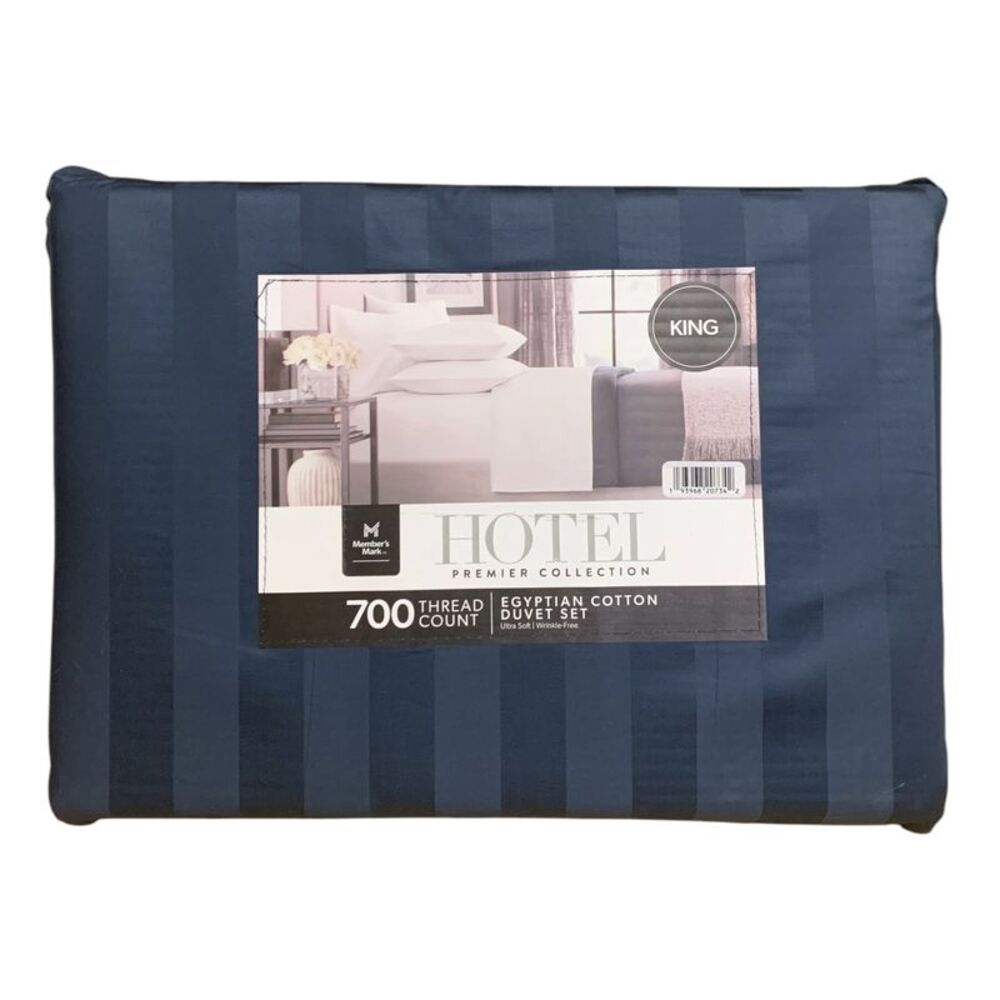 Washed Indigo - Member's Mark 700-Thread-Count Striped Egyptian Cotton Duvet Cov